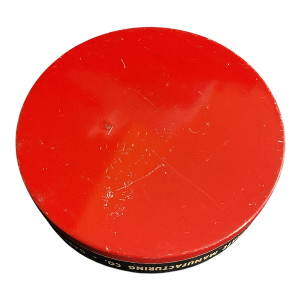 Vintage 1970s Advertising Tin Accurate Plastic Tape Empty Black and Red