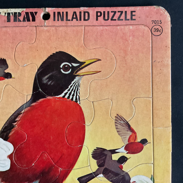 A Play Tray Inlaid Puzzle for Children 4 Robins Vintage 1960s Saalfield