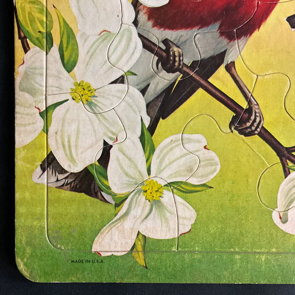 A Play Tray Inlaid Puzzle for Children 4 Robins Vintage 1960s Saalfield