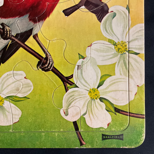 A Play Tray Inlaid Puzzle for Children 4 Robins Vintage 1960s Saalfield