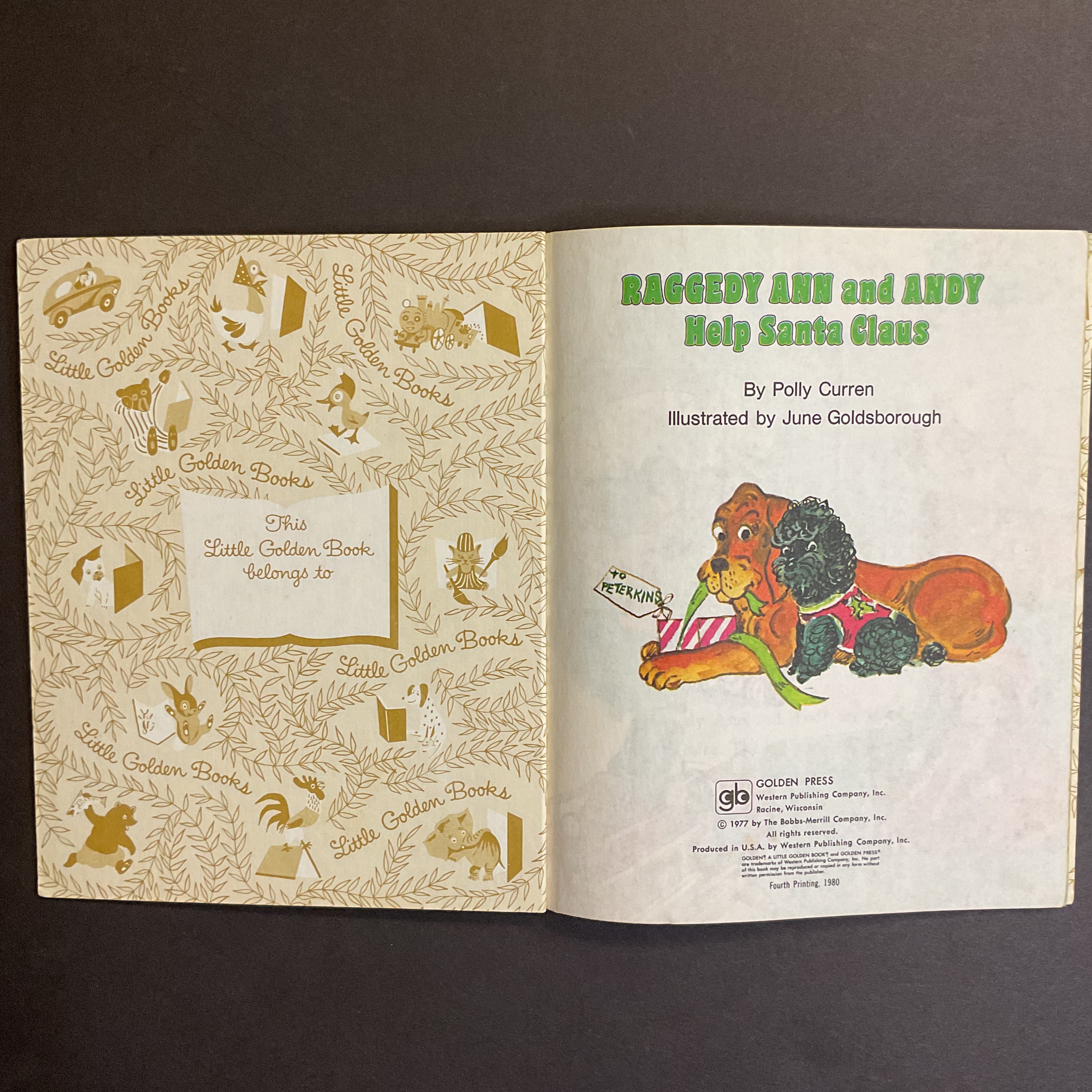 Raggedy Ann and Andy Help Santa Claus Vintage 1980 Little Golden Book