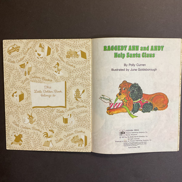 Raggedy Ann and Andy Help Santa Claus Vintage 1980 Little Golden Book