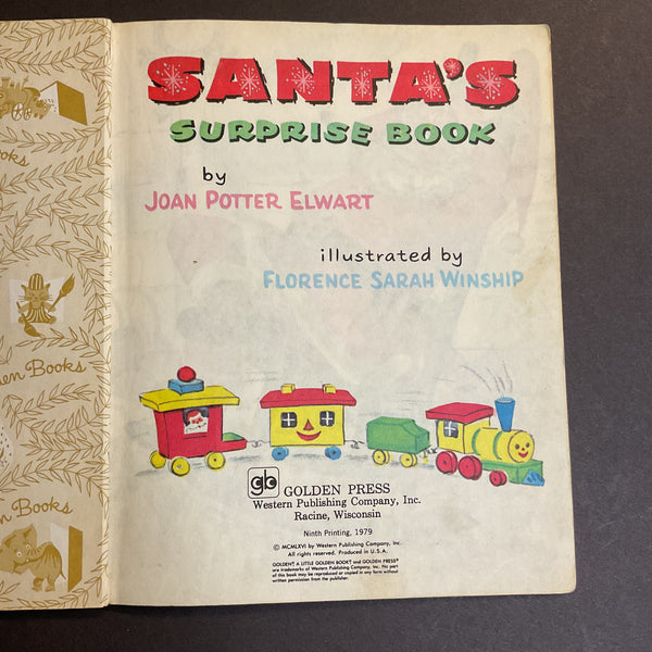 Santa’s Surprise Book Florence Sarah Winship Vintage 1979 Little Golden Book