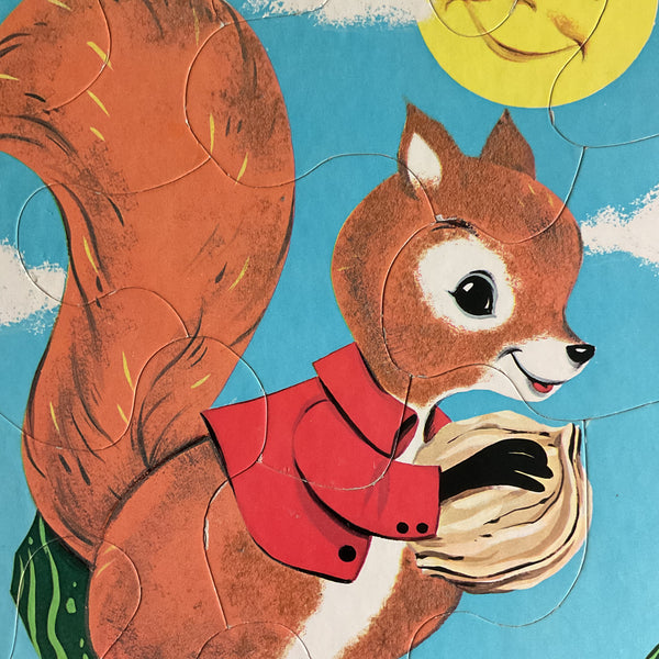 Vintage Fuzzy Wuzzy Squirrel 1967 Frame Tray Puzzle Whitman 4422
