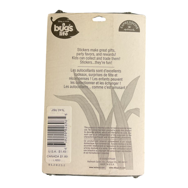 Vintage 1990s A Bugs Life Hallmark Expressions Stickers Sealed Package