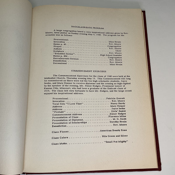 Redbird Memoir Vintage 1948 Endicott Nebraska School Yearbook Photos History