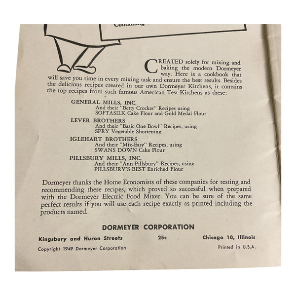 Vintage 1949 Dormeyer Power Chef Food Mixer Instruction Recipe Book