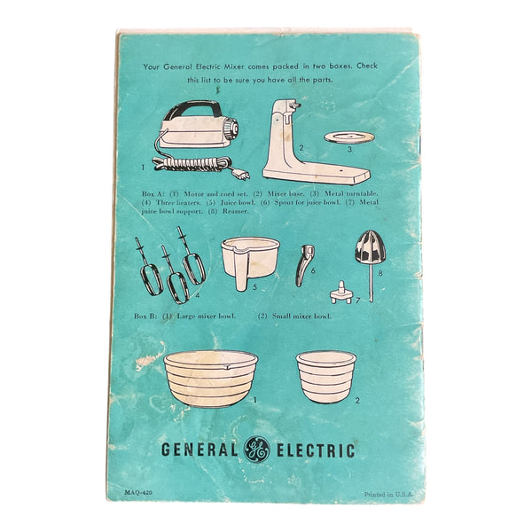 Vintage 1950s General Electric Portable Mixer Instruction Recipe Book