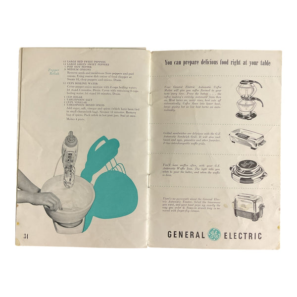 Vintage 1950s General Electric Portable Mixer Instruction Recipe Book
