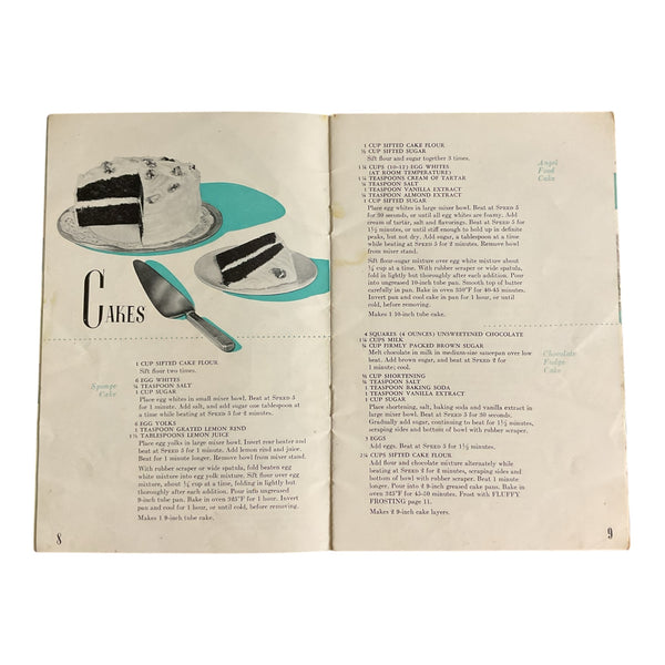 Vintage 1950s General Electric Portable Mixer Instruction Recipe Book