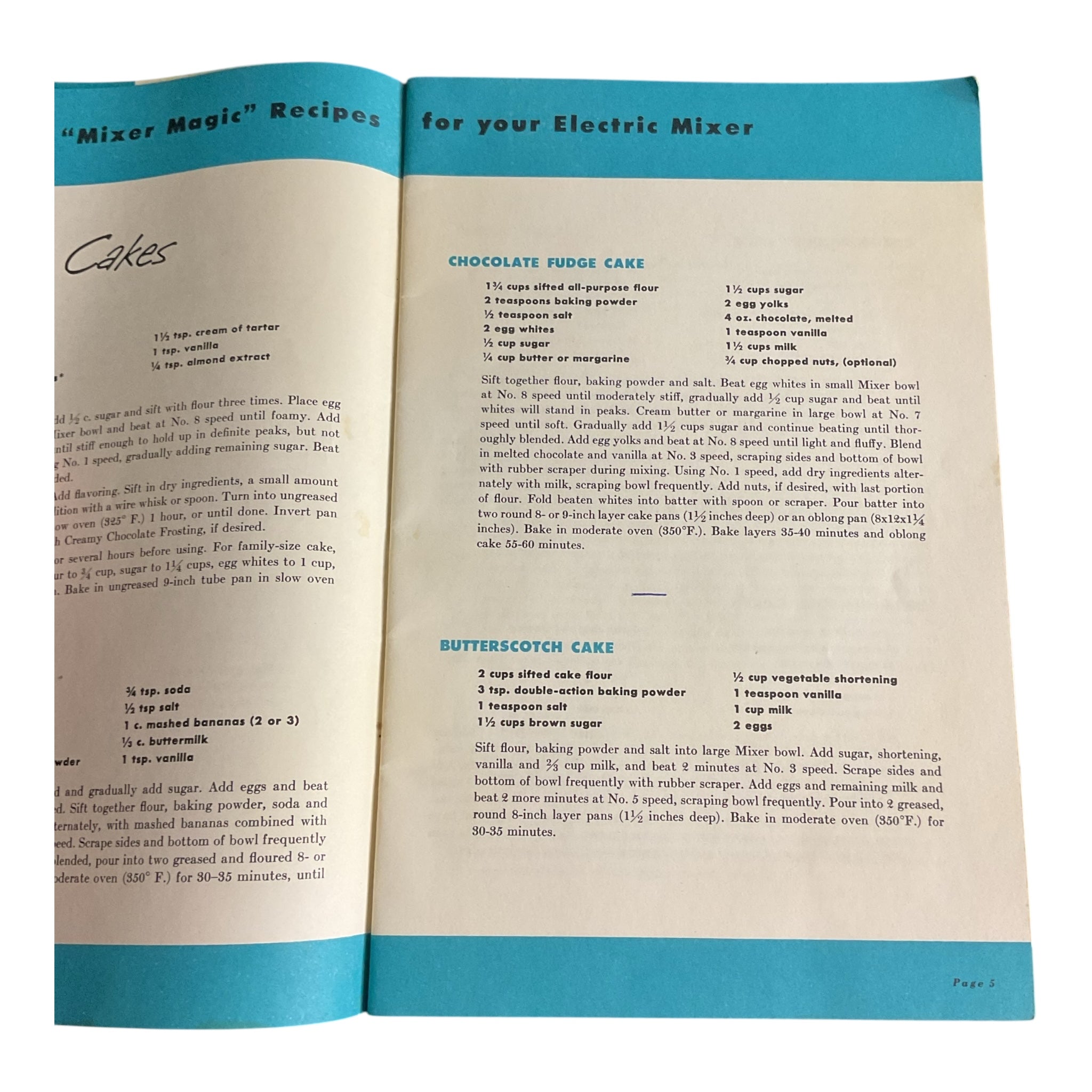 Vintage 1950s Electric Mixer Cookbook Recipe Instructions Book
