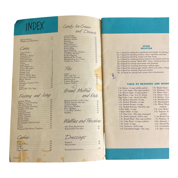 Vintage 1950s Electric Mixer Cookbook Recipe Instructions Book