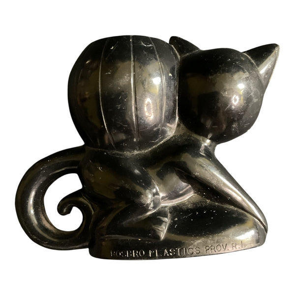 Vintage 1950s Rosbro Halloween Cat Jack O Lantern Candy Container