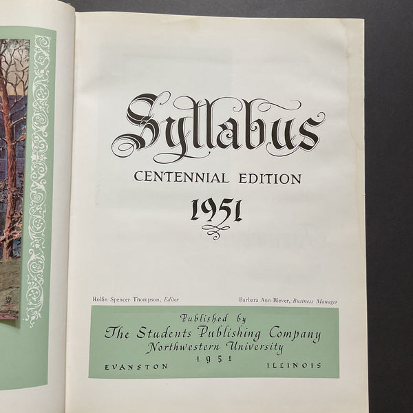 Syllabus Centennial Edition 1951 Northwestern University Yearbook