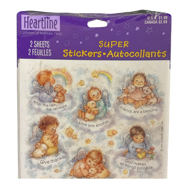 Vintage Angel Sparkle Glitter 1994 Hallmark Cards Sticker Sheets Sealed Package