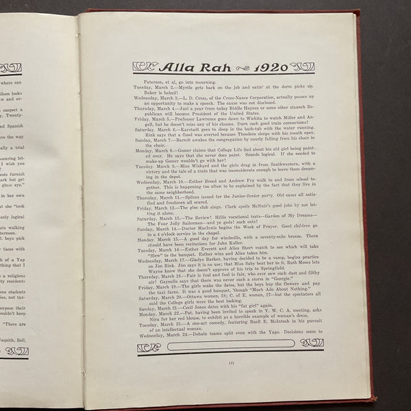 Alla Rah Vintage 1920 Emporia Kansas College Yearbook History