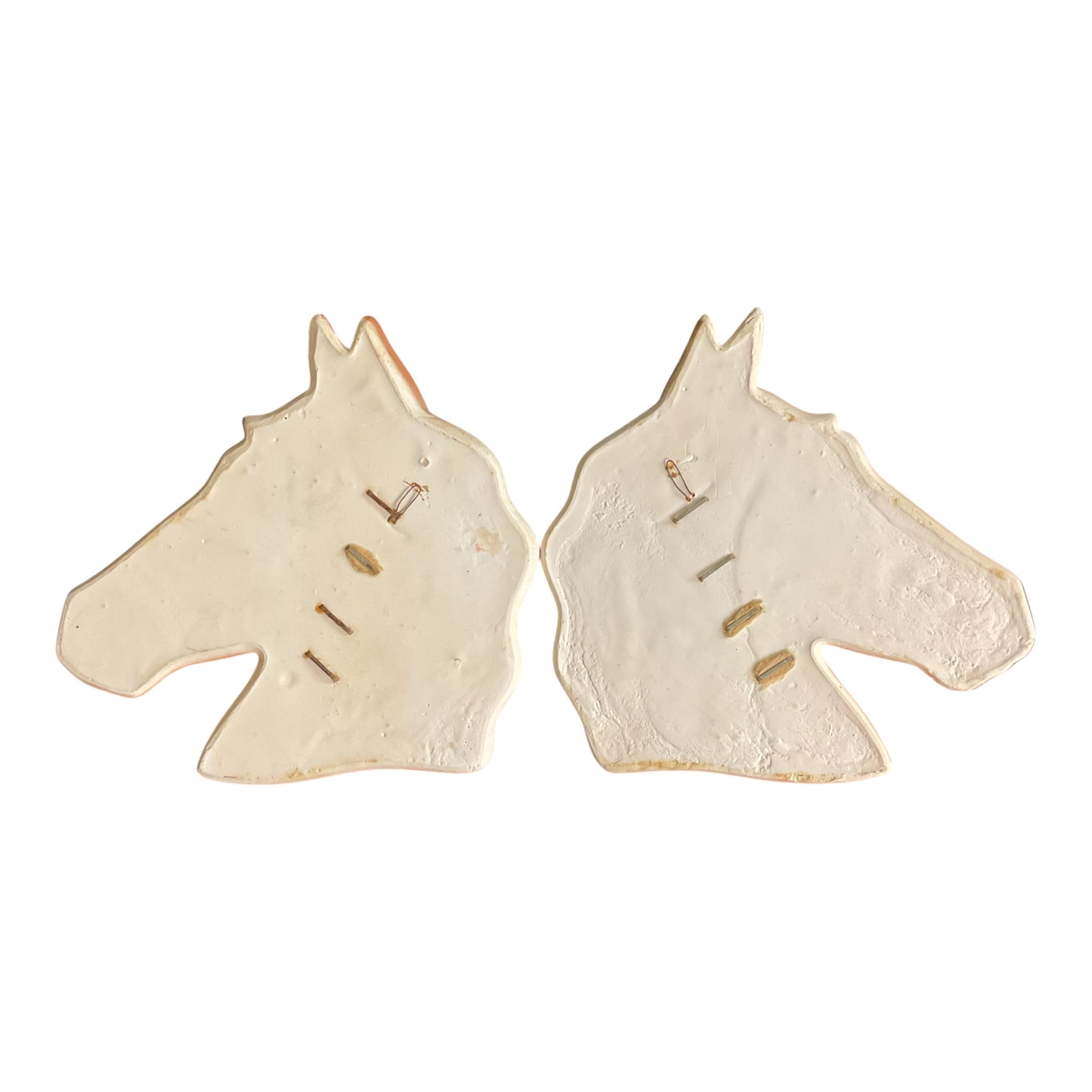 Vintage Chalkware Brown Horses Set 1977 Miller Studios Wall Hanging Pai