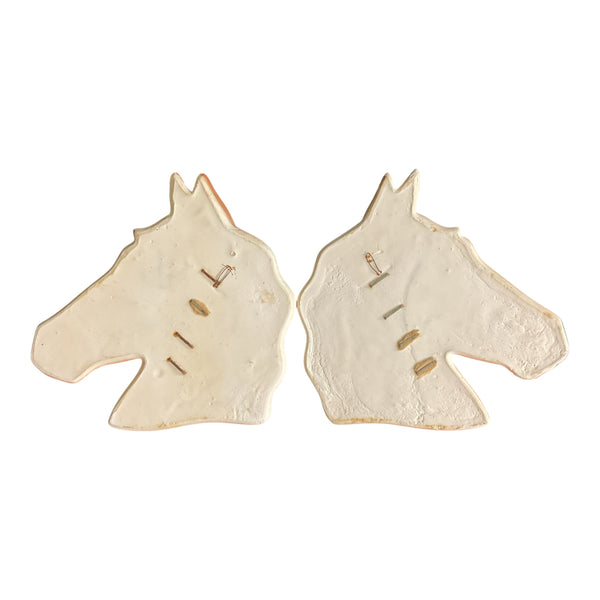 Vintage Chalkware Brown Horses Set 1977 Miller Studios Wall Hanging Pai