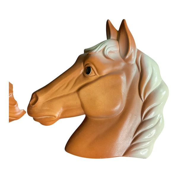 Vintage Chalkware Brown Horses Set 1977 Miller Studios Wall Hanging Pai