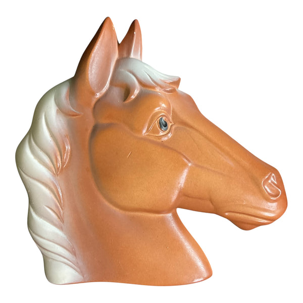 Vintage Chalkware Brown Horses Set 1977 Miller Studios Wall Hanging Pai