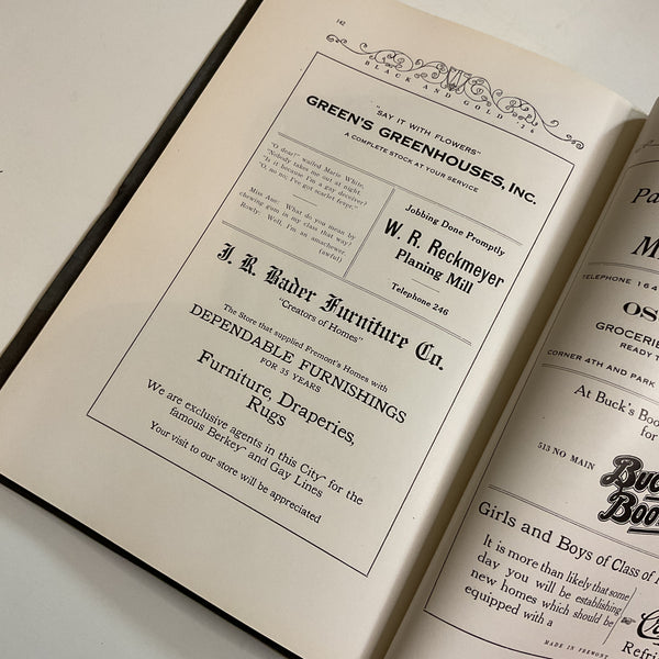 Vintage 1926 Fremont Nebraska Yearbook The Black and Gold