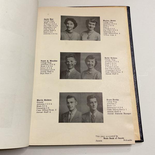 Vintage 1953 Diller Nebraska High School Yearbook The Indian Creeker