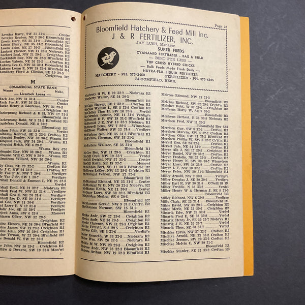 Vintage 1967 Knox County Nebraska Farm Directory Book