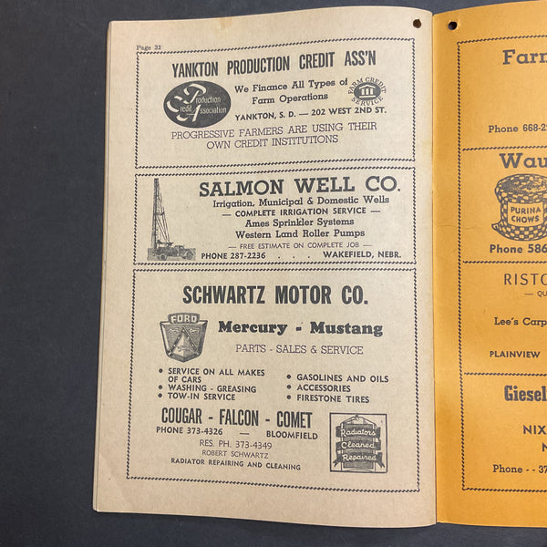 Vintage 1967 Knox County Nebraska Farm Directory Book