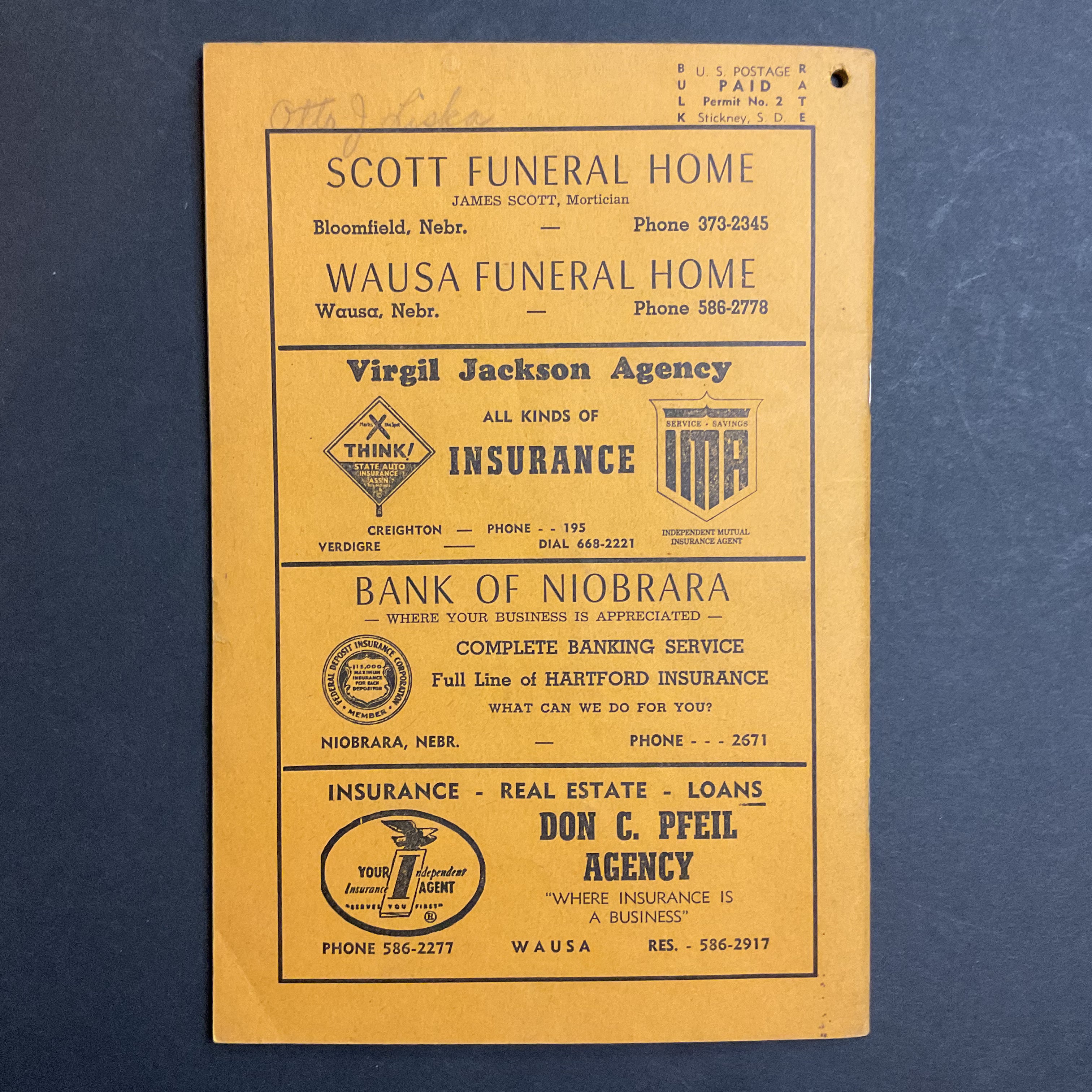 Vintage 1967 Knox County Nebraska Farm Directory Book