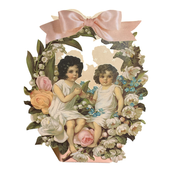 Vintage 1990 The Gifted Line Victorian Basket Box Children in the Flowers