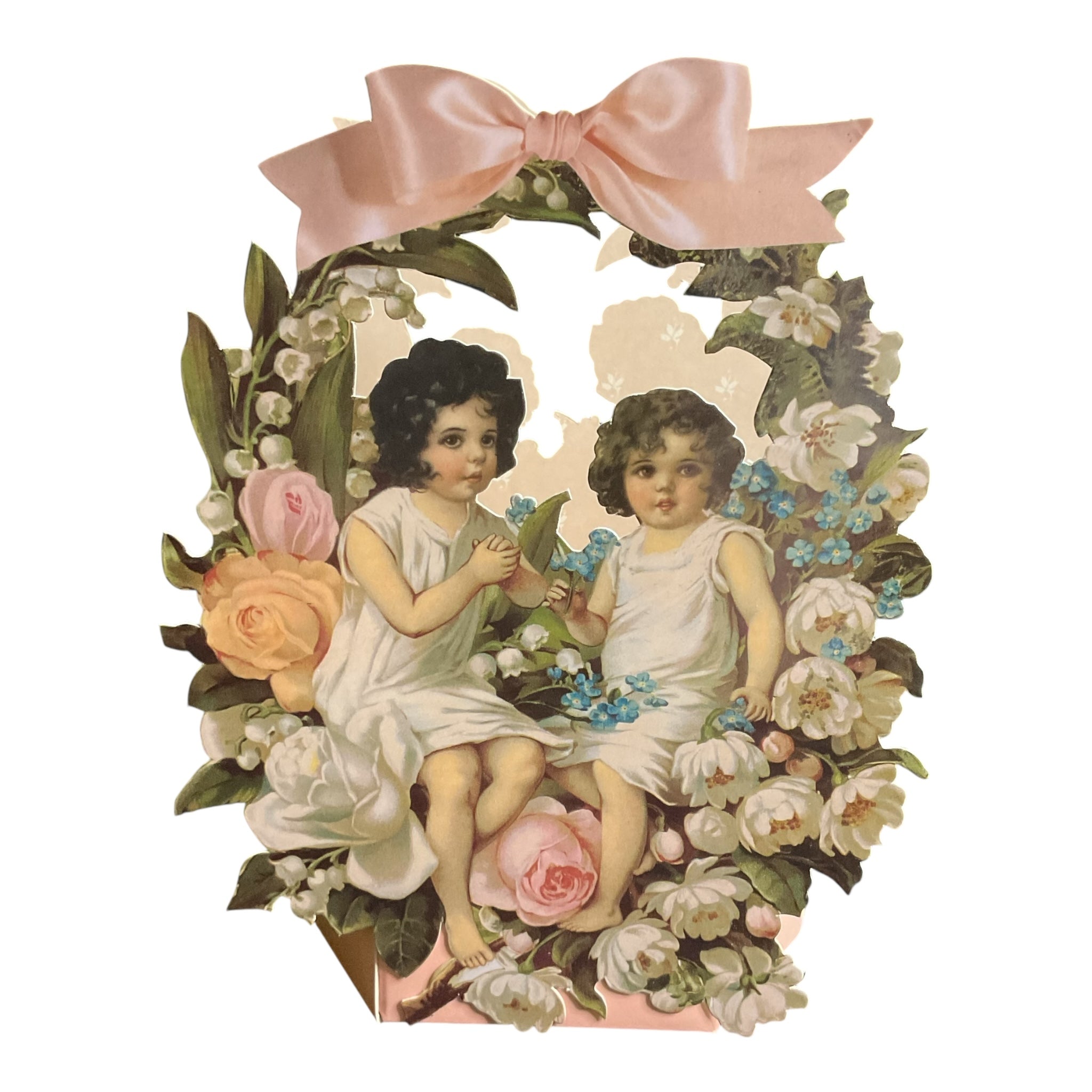 Vintage 1990 The Gifted Line Victorian Basket Box Children in the Flowers