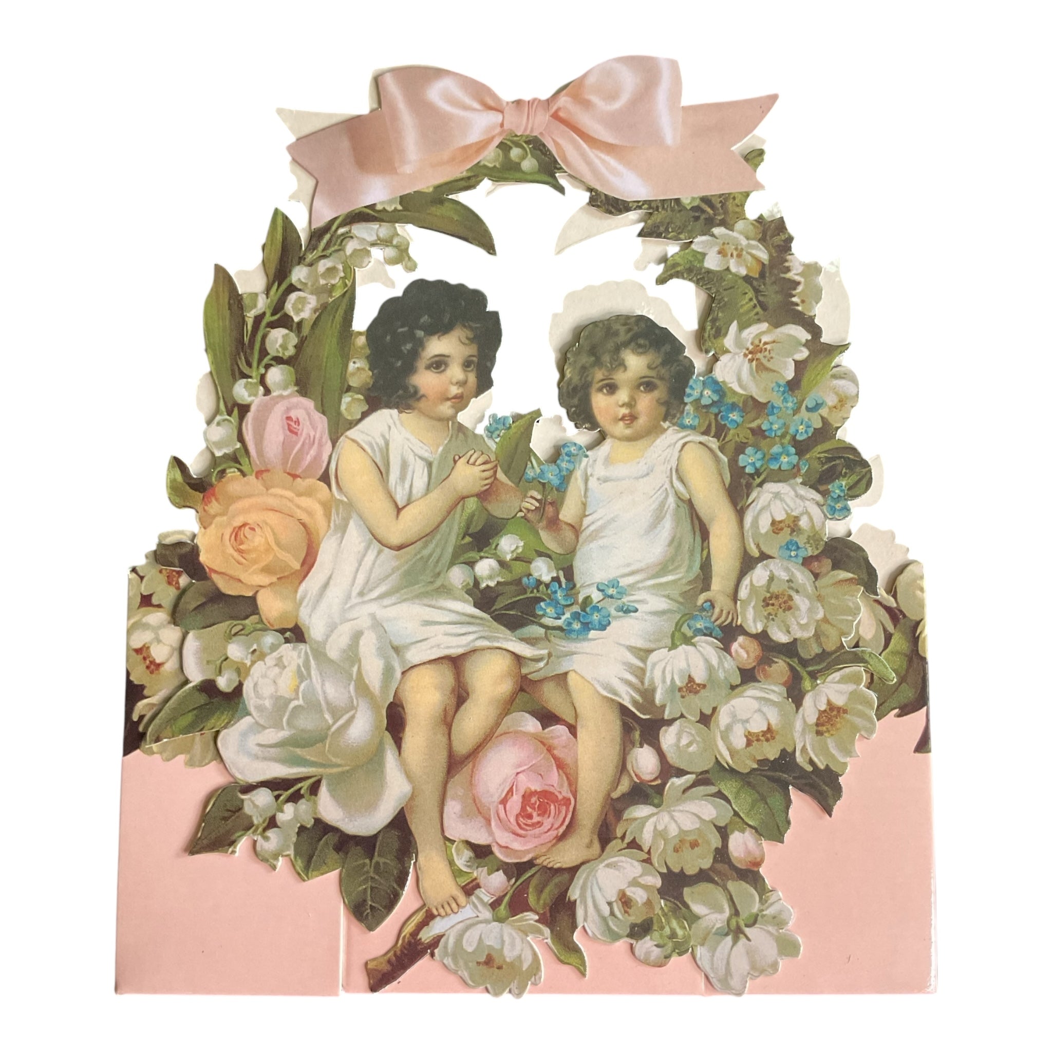 Vintage 1990 The Gifted Line Victorian Basket Box Children in the Flowers