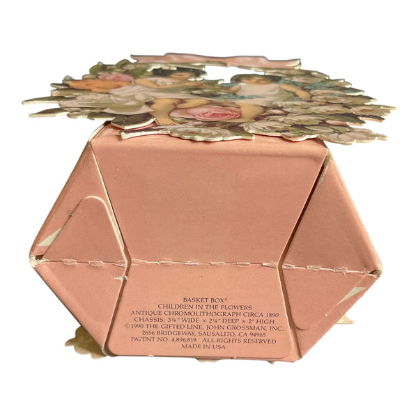 Vintage 1990 John Grossman Victorian Basket Box Children in the Flowers