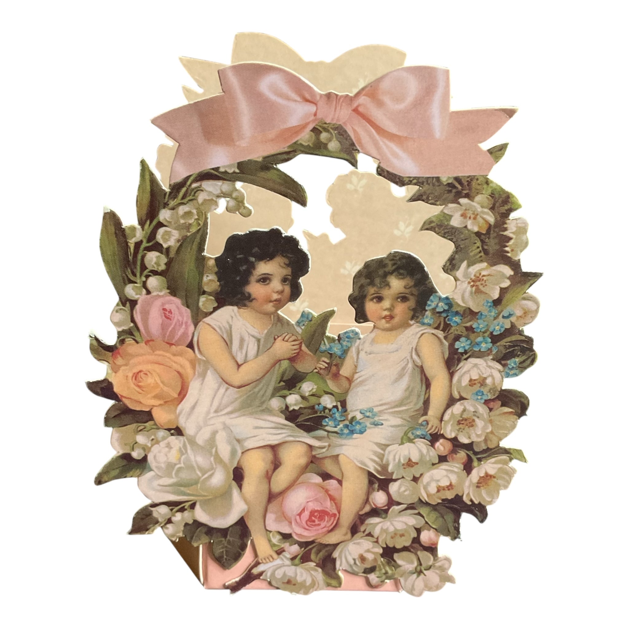 Vintage 1990 John Grossman Victorian Basket Box Children in the Flowers