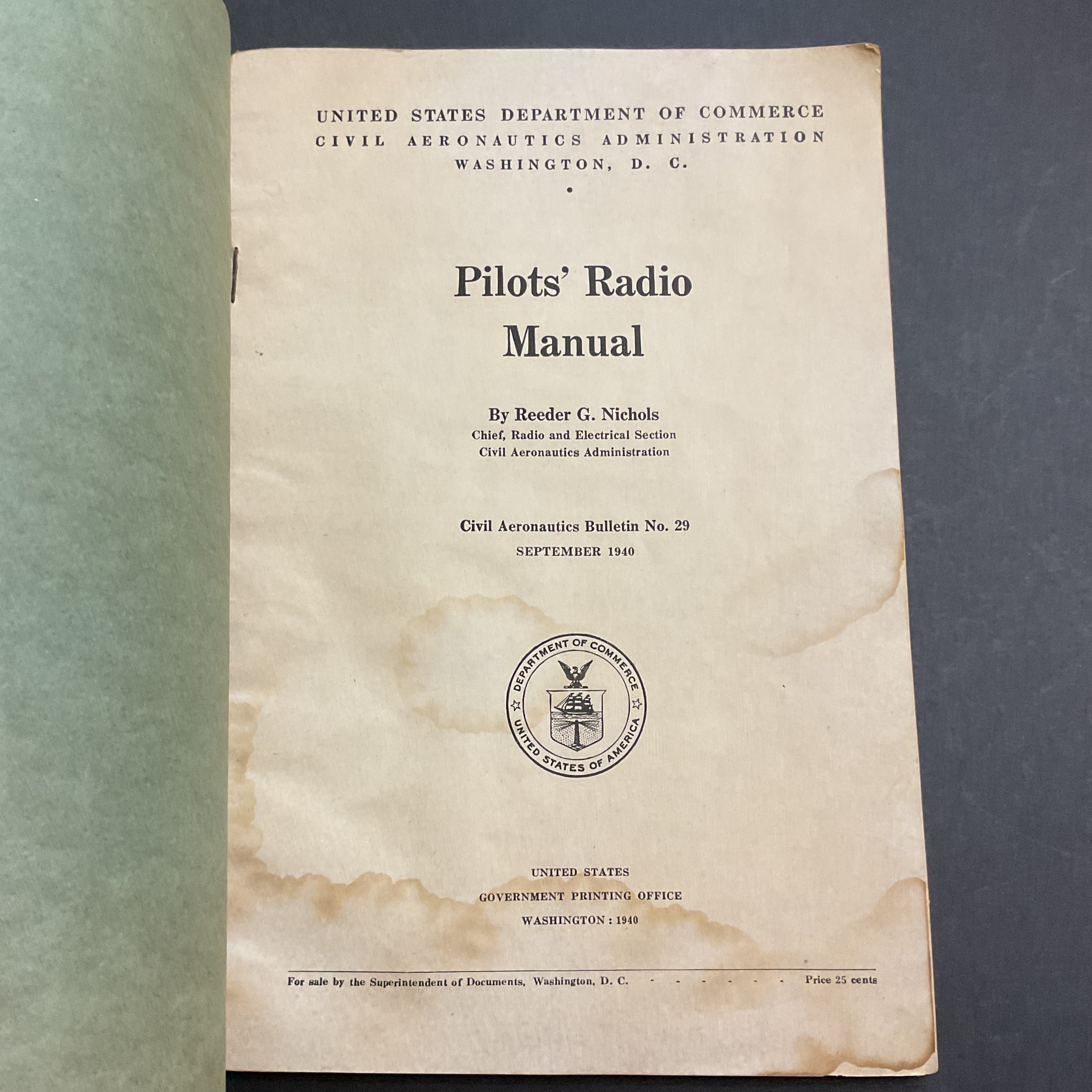 Vintage 1940 Pilot’s Radio Manual Book Reeder G Nichols - Avid Vintage