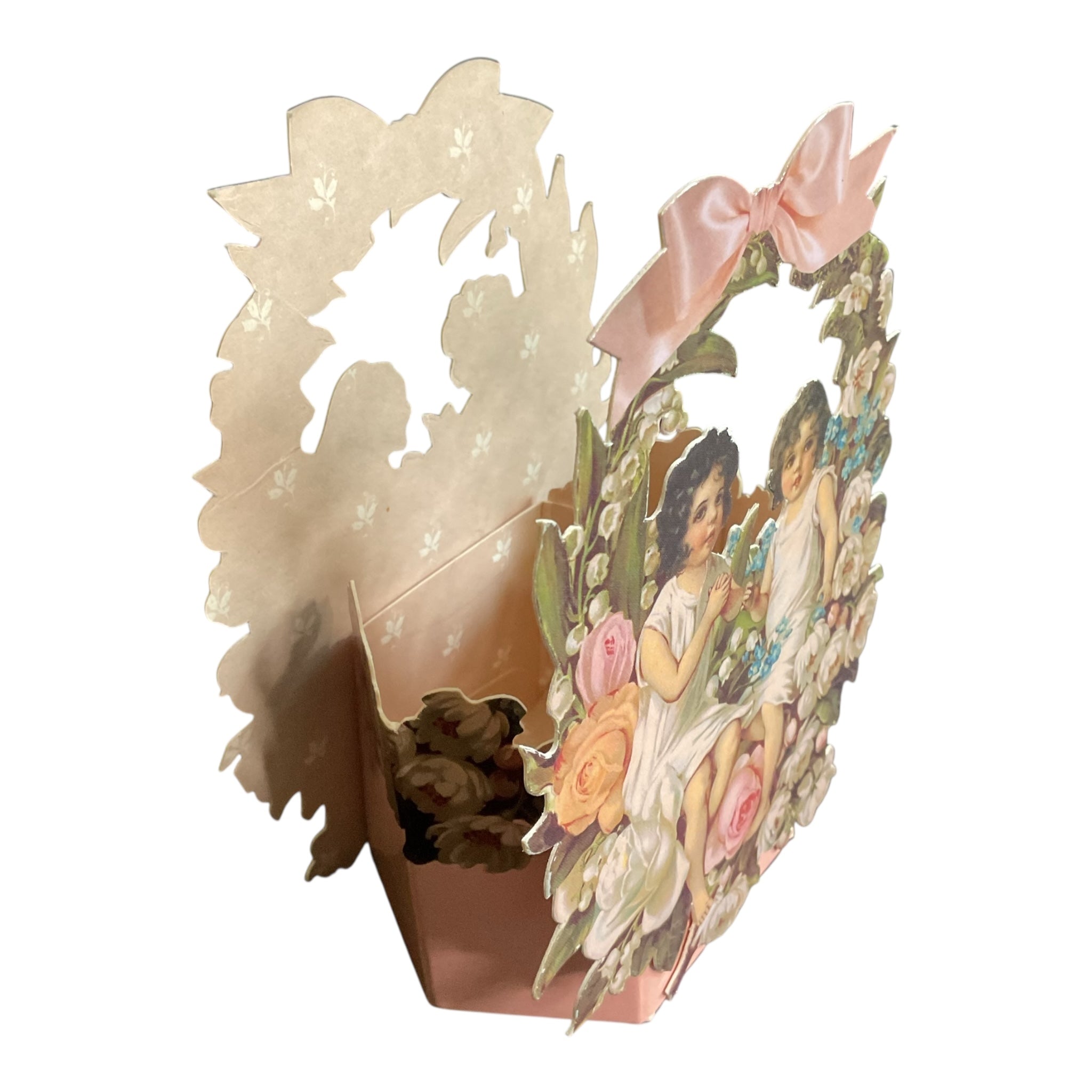 Vintage 1990 John Grossman Victorian Basket Box Children in the Flowers