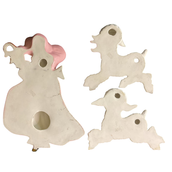 Vintage Little Bo Peep Ceramic Set of 3 Baby Nursery Wall Art