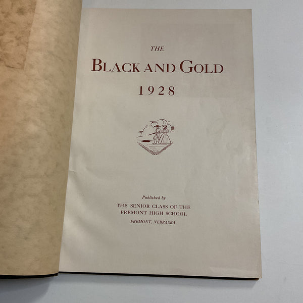 Vintage 1928 Fremont Nebraska Yearbook The Black and Gold