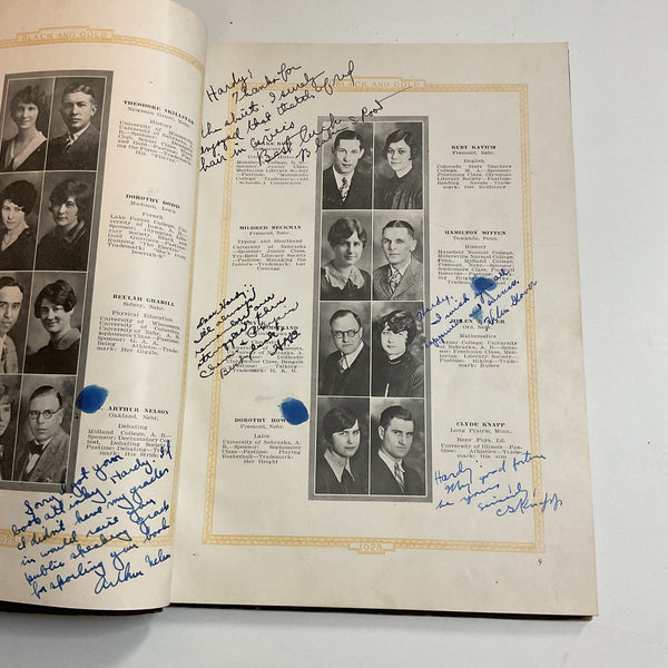 Vintage 1928 Fremont Nebraska Yearbook The Black and Gold