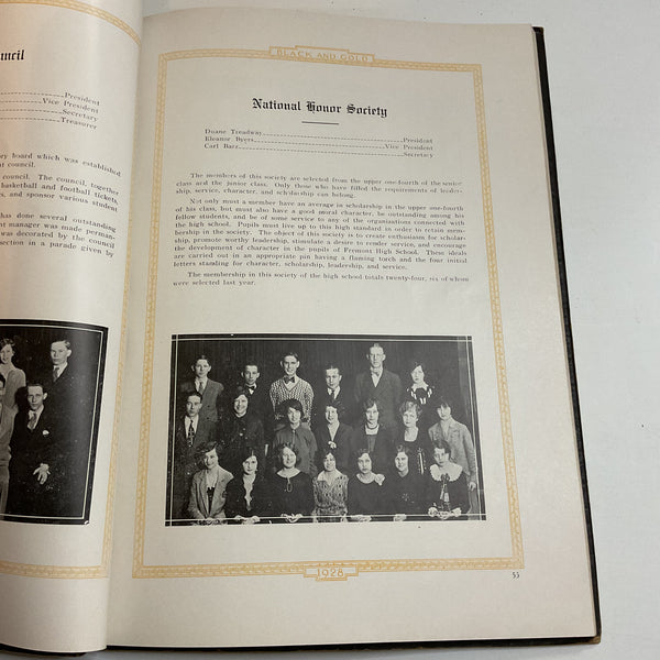 Vintage 1928 Fremont Nebraska Yearbook The Black and Gold
