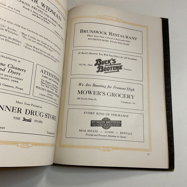 Vintage 1928 Fremont Nebraska Yearbook The Black and Gold