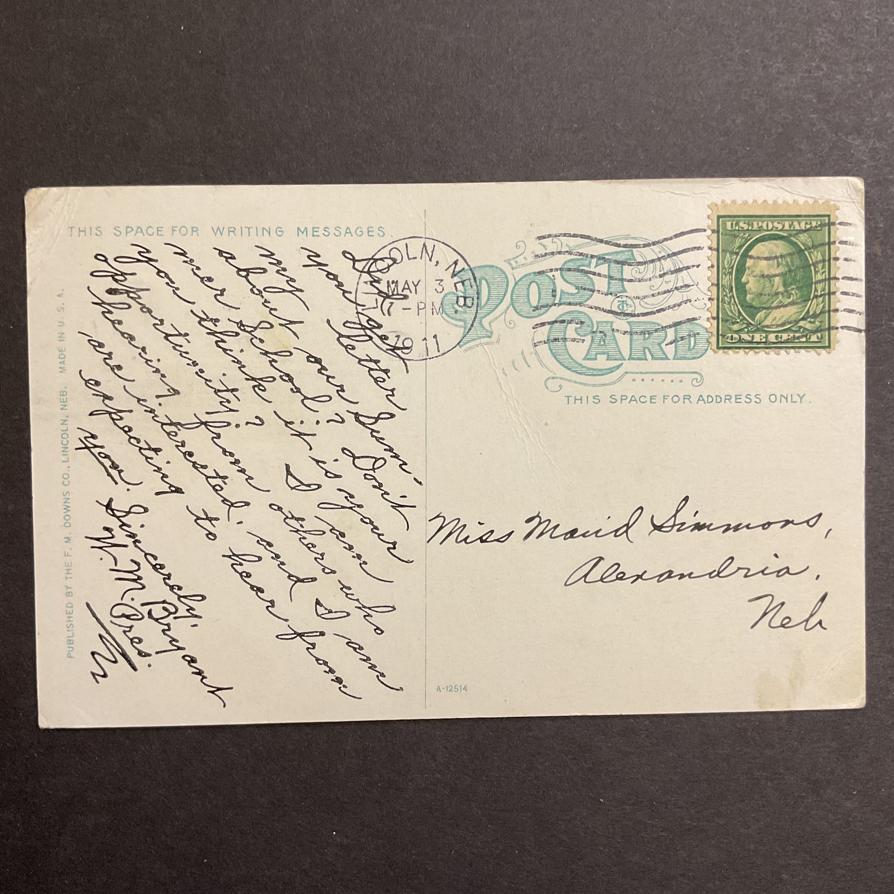 Vintage 1910s Town View Postcard Business School Lincoln Nebraska - Avid Vintage