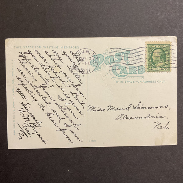 Vintage 1910s Town View Postcard Business School Lincoln Nebraska