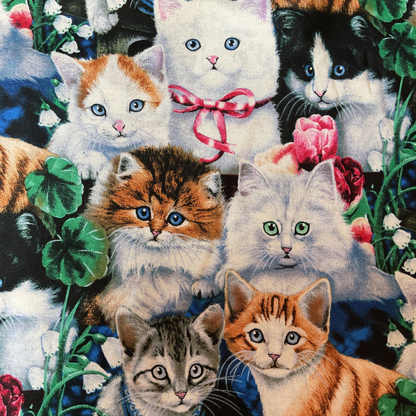 Novelty Cotton Fabric Jenny Newland Cats Kittens for David Textiles 44 x 1 Yard Material