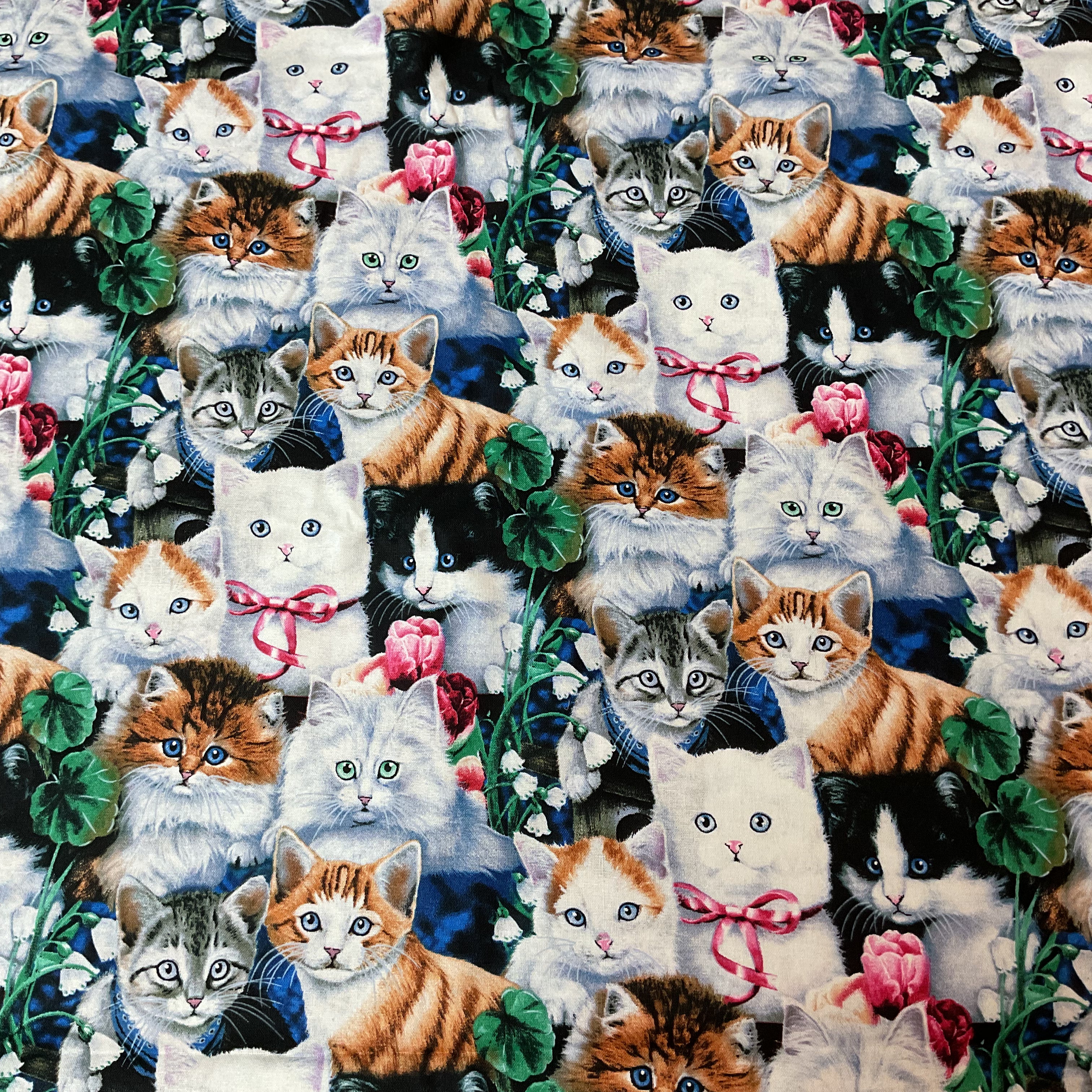Novelty Cotton Fabric Jenny Newland Cats Kittens for David Textiles 44 x 1 Yard Material