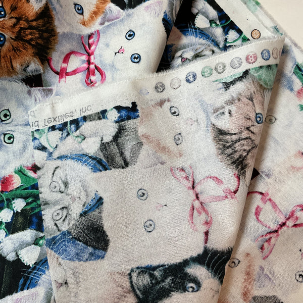 Novelty Cotton Fabric Jenny Newland Cats Kittens for David Textiles 44 x 1 Yard Material