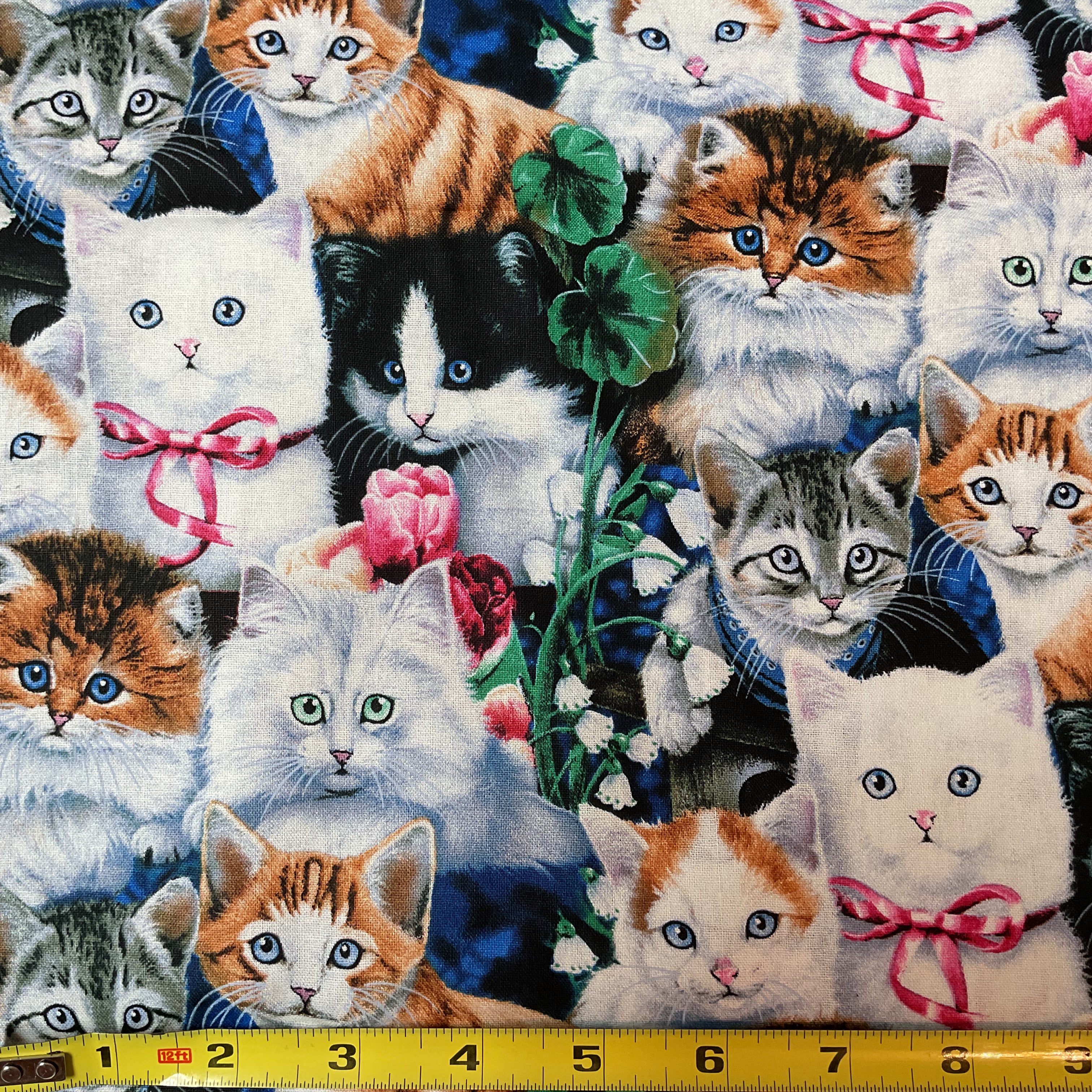 Novelty Cotton Fabric Jenny Newland Cats Kittens for David Textiles 44 x 1 Yard Material