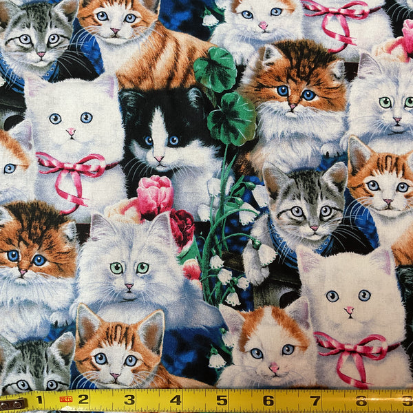 Novelty Cotton Fabric Jenny Newland Cats Kittens for David Textiles 44 x 1 Yard Material