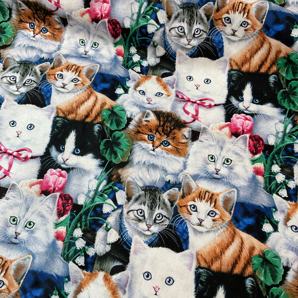 Novelty Cotton Fabric Jenny Newland Cats Kittens for David Textiles 44 x 1 Yard Material