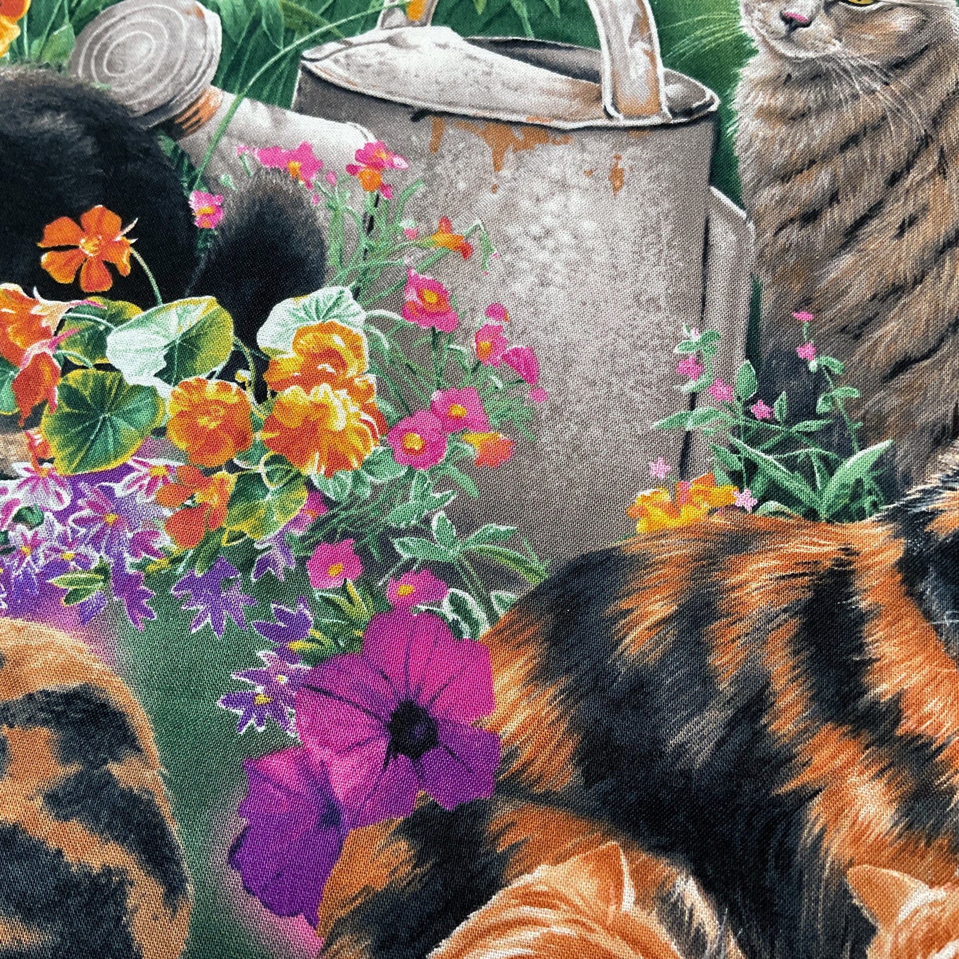 Susan Bourdet Novelty Cotton Fabric Wild Wings Cats Kittens for David Textiles 44 x 1 Yard Material - Avid Vintage